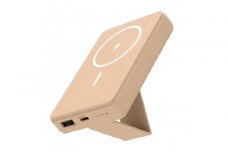 モバイルバッテリー 5000mAh MagSafe対応 ワイヤレス充電器【カフェラテ】