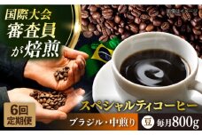 【全6回定期便】コーヒー豆 自家焙煎 中煎り ブラジル 200g×4 TSUKIKOYA COFFEE ROASTER ツキコヤ 珈琲 こだわり 横須賀【株式会社RUINS】 [AKAD026]