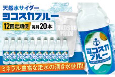 【全12回定期便】天然水サイダー ヨコスカブルー20本セット （340ml瓶×計240本) 天然水　サイダー クラフトサイダー  ミネラルウォーター 国産 人気  サイダー  炭酸 横須賀【有限会社たのし屋本舗】 [AKAE020]