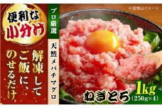 まぐろ ねぎとろ 約1kg（約250g×4パック） 鮪 マグロ 魚 ネギトロ まぐろのたたき 横須賀【横須賀商工会議所 おもてなしギフト事務局（本まぐろ直売所 横須賀本店）】 [AKAK005]