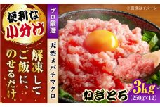 まぐろ ねぎとろ 約3kg（約250g×12パック） 鮪 マグロ 魚 ネギトロ 横須賀【横須賀商工会議所 おもてなしギフト事務局（本まぐろ直売所 横須賀本店）】 [AKAK007]