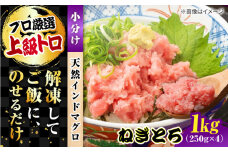 天然 まぐろ ねぎとろ 約1kg（約250g×4パック） 鮪 マグロ 魚 ネギトロ 横須賀【横須賀商工会議所 おもてなしギフト事務局（本まぐろ直売所 横須賀本店）】 [AKAK008]