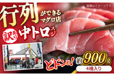 【訳あり】天然 本マグロ 中トロ 計約900g (4柵入り) 鮪 マグロ 魚 訳アリ まぐろ 刺身 横須賀【横須賀商工会議所 おもてなしギフト事務局（本まぐろ直売所 横須賀本店）】 [AKAK016]