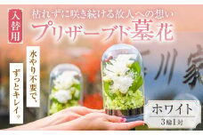 入替用 プリザーブド 墓花 （ぼか） ホワイト 3輪 1対【プリフラ・sayumi】 [AKDG002]