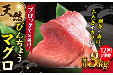 【全12回定期便】天然 まぐろ 冷凍ぶっこみブロック約3kg 鮪 マグロ 刺身 冷凍 横須賀【横須賀商工会議所 おもてなしギフト事務局（本まぐろ直売所 横須賀本店）】 [AKAK028]