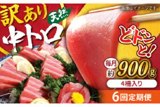 【全6回定期便】【訳あり】天然 まぐろ 中トロ メバチ 計約900g (4柵入り) マグロ 定期 鮪 まぐろ 中とろ 刺身  定期便【横須賀商工会議所 おもてなしギフト事務局（本まぐろ直売所 横須賀本店）】 [AKAK051]