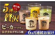 【全6回定期便】葉山ビーカープリン おすすめプリン180g×5個セット（かぼちゃ・エスプレッソ・抹茶・北海道フレッシュクリーム・チョコレート）ぷりん プリン定期 プリン詰め合わせ プリン 焼きプリン 5種 セット 葉山 人気の味 デザート スイーツ お菓子 食べ比べ ビーカー付き 贈り物 贅沢 人気 定期便 全6回 【マーロウ】 [AKAF039]