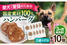 【全3回定期便】ペットフード 三崎マグロ 100%ハンバーグ 10個セット ペット 犬 猫 手作り 国産 てづくり こだわり まぐろ ドッグフード  横須賀 【ペットフードYM japan】 [AKEX003]