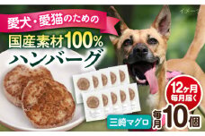 【全12回定期便】ペットフード 三崎マグロ 100%ハンバーグ 10個セット ペット 犬 猫 手作り 国産 てづくり こだわり まぐろ ドッグフード  横須賀 【ペットフードYM japan】 [AKEX005]