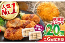 【全6回定期便】横須賀コロッケ 20個 900g 揚げ物 惣菜 横須賀 マルシン 人気 ナンバーワン コロッケ 便利な 小分け 国産 精肉店直営 大容量 冷凍便 定期便【有限会社丸伸商事】 [AKFH019]