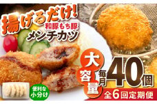 【全6回定期便】メンチカツ 40個 3.4kg メンチ 国産 ブランド豚 和豚 もち豚 マルシン 精肉店直営 定期便 冷凍便【有限会社丸伸商事】 [AKFH040]