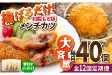 【全12回定期便】メンチカツ 40個 3.4kg メンチ 国産 ブランド豚 和豚 もち豚 マルシン 精肉店直営 定期便 冷凍便【有限会社丸伸商事】 [AKFH041]