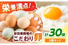 安田養鶏場の卵 3種セット しおさい アトムくん タフラン 30個入り（各10個入り） 横須賀市 産地直送 たまご 黄身 濃厚 卵 玉子 タマゴ 鶏卵  【安田養鶏場】 [AKHN006]