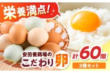 安田養鶏場の卵 3種セット しおさい アトムくん タフラン 60個入り（各20個入り） 横須賀市 産地直送 たまご 黄身 濃厚 卵 玉子 タマゴ 鶏卵  【安田養鶏場】 [AKHN007]