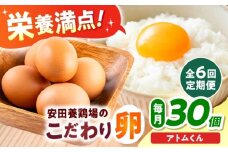 【全6回定期便】安田養鶏場の卵 アトムくん 30個入り 横須賀市 産地直送 たまご 黄身 濃厚 卵 玉子 タマゴ 鶏卵  【安田養鶏場】 [AKHN010]