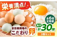 【全6回定期便】安田養鶏場の卵 3種セット しおさい アトムくん タフラン 30個入り（各10個入り） 横須賀市 産地直送 たまご 黄身 濃厚 卵 玉子 タマゴ 鶏卵  【安田養鶏場】 [AKHN012]