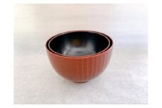 鎌倉彫　入れ子椀セット　弁柄