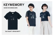 《1》【KEYMEMORY鎌倉】Sea heartイラストTシャツ NAVY