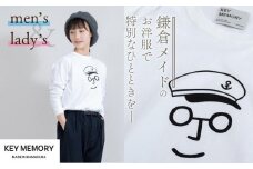 《3》【KEYMEMORY　鎌倉】セーラー帽イラストロングTシャツ　WHITE