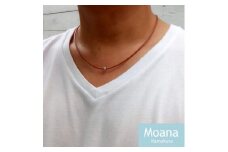 【メンズ】シルバー＆牛革チョーカー  Natural Brown
