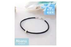 【レディース】シルバー＆牛革ブレスレット  Black