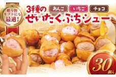 しゅーくりーむ シュークリーム 30個 入り  3種 × 10個  プチシュー ミニ シュー 木苺 いちご 餡 あんこ 生クリーム スイーツ おやつ デザート 詰め合わせ 楽しみ 簡易包装 冷凍 コンテスト 受賞 パテシエ シェフ プレゼント ギフト 手土産 喜ぶ コムアンプロヴァンス 神奈川 湘南 藤沢