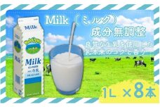 成分無調整 ミルク 1ｌ × 8  中沢 8L 国産 成分無調整牛乳 牛乳 カルシウム 栄養 乳業 朝食 家庭用 給食  健康 紙パック 北海道牛乳 せいにゅう ぎゅうにゅう みるく タンパク質 Milk gyuunyuu  生乳 100% 使用 乳飲料 中沢乳業 神奈川 藤沢市 藤沢