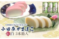 小田原かまぼこ 紅白3本箱入【惣菜 かまぼこ かまぼこ白 かまぼこ赤 選ばれる小田原土産 手作り 厳選した白身魚グチ 伝統 伝統製法 職人の技 創業140年の味 神奈川県 小田原市 】