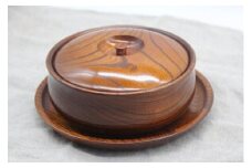 漆 7寸盆付 5.5寸菓子器 ケヤキ【ケヤキ材 摺り漆 国産天然木 おしゃれ プレゼント 記念 お祝い ふっくらとしたデザイン 木製食器 日用品 キッチン用品 木製 盆付き 神奈川県 小田原市 】