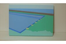 原画【お家に帰ろう】オリジナル風景画　 ペインティング　小田原出身在住イラストレーターの作品　心象風景　子供の頃見た風景　海　空　山