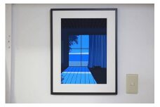 【森の中の小さな明かり】小説付き　直筆サイン入り　額付きジークレープリント　小田原にある景色　心象風景　片田舎の風景　子供の頃に見た風景　海　空　山
