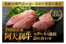 神奈川県産和牛 阿夫利牛のステーキ4部位詰め合わせ 600g【 牛肉 和牛 神奈川県 小田原市 】