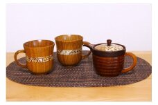 【箱根寄木細工　ティーポット＆マグカップ２点セット】軽くて割れにくく保温性が高い木製ティーセットを、寄木細工で彩りました。【 キッチン用品 食器 雑貨 日用品 木製食器　職人メイド 工芸品 職人の手作り おしゃれ食器 神奈川県 小田原市 】