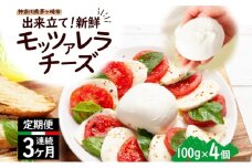 【3ヶ月定期便】 出来立て新鮮 モッツァレラチーズ100g × 4個セット 茅ケ崎産 乳製品 チーズ 手作り Osteria e Bottega S 神奈川県 湘南 茅ケ崎 おつまみ ピザ