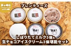 湘南茅ヶ崎の人気店 プレンティーズのしぼりたてミルク＆生チョコアイスクリーム堪能セット【のし無】