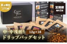 定期便 隔月 2回【CRUISE TOWN COFFEE ROASTERS】中～中浅煎りドリップバッグセット（12g×16） 飲み物 飲料 ドリンク コーヒーブレイク ドリップコーヒー 手軽 