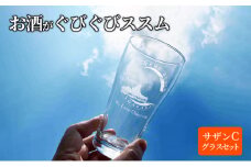 サザンＣグラスセット  タンブラー ビールグラス シャンパングラス 選べる2個セット　C(烏帽子×ｻｰﾌｨﾝ)
