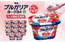 3か月定期便 明治ブルガリアヨーグルト いちご 12個入り ヨーグルト 朝食 朝ごはん ブルガリア ブルガリアヨーグルト 明治 ベリー ストロベリー フルーツ 果物 果肉 甘み 甘い カロリー 優しい甘さ お取り寄せ 送料無料 神奈川県 茅ヶ崎市