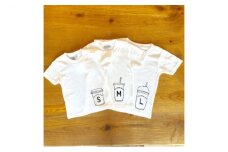 3人兄弟姉妹でおそろい/コーヒーカップ S×M×L プリント/ Tシャツ3枚組ギフトセット【出産祝い・誕生日・ギフト・プレゼント】（80cm×120cm×150cm） [№5875-7160]0650