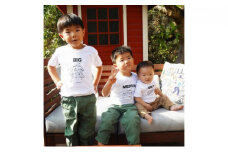 3人兄弟姉妹でおそろい/ハンバーガー SMALL×MEDIUM×BIG プリント/ Tシャツ3枚組ギフトセット【出産祝い・誕生日・ギフト・プレゼント】（80cm×110cm×140cm） [№5875-7236]0654