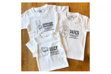 3人兄弟姉妹でおそろい/じゃんけん ROCK×PAPER×SCISSORS プリント/ Tシャツ3枚組ギフトセット【出産祝い・誕生日・ギフト・プレゼント】（80cm×90cm×100cm） [№5875-7243]0655