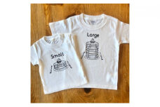 2人兄弟姉妹でおそろい/パンケーキ Small×Large プリント/ Tシャツ2枚組ギフトセット【出産祝い・誕生日・ギフト・プレゼント】（80cm×90cm） [№5875-7263]0656