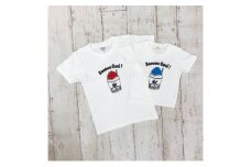 2人兄弟姉妹でおそろい /かき氷 ブルー（小）×レッド（大）/ Tシャツ2枚組ギフトセット（90cm×110cm） [№5875-7391]0665