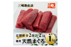 【1kgを2回お届け】（徳用）老舗三崎まぐろ問屋から直送！新鮮天然マグロ赤身1kg 定期便2回　M063-T01