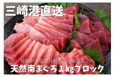 三崎港直送 天然南まぐろ 中トロ・赤身 1kgブロック　M078-001-01