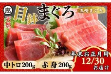 【年末・正月用/12月30日お届け】天然 目鉢まぐろ お祝い宴セット 中トロ200g 赤身200g 迎春 三崎まぐろ 三崎恵水産　M020-020-4