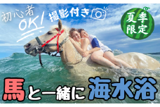 乗るだけの乗馬から、馬と一緒に楽しむ乗馬へ 三浦の海で馬と一緒に海水浴～海馬：うみうま90分～　M106-002