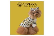 ドッグウェア「VIVIANA」ボーダーポロシャツ（White）｜犬服 犬用 犬用ワンピース 犬用ドレス サイズ展開
