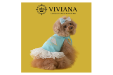 ドッグウェア「VIVIANA」エンジェルチュールワンピース（LightBlue）｜犬服 犬用 犬用ワンピース 犬用ドレス サイズ展開