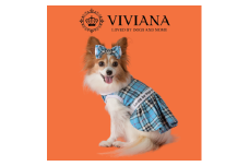 ドッグウェア「VIVIANA」チェックワンピース（LirhtBlue）｜犬服 犬用 犬用ワンピース 犬用ドレス サイズ展開